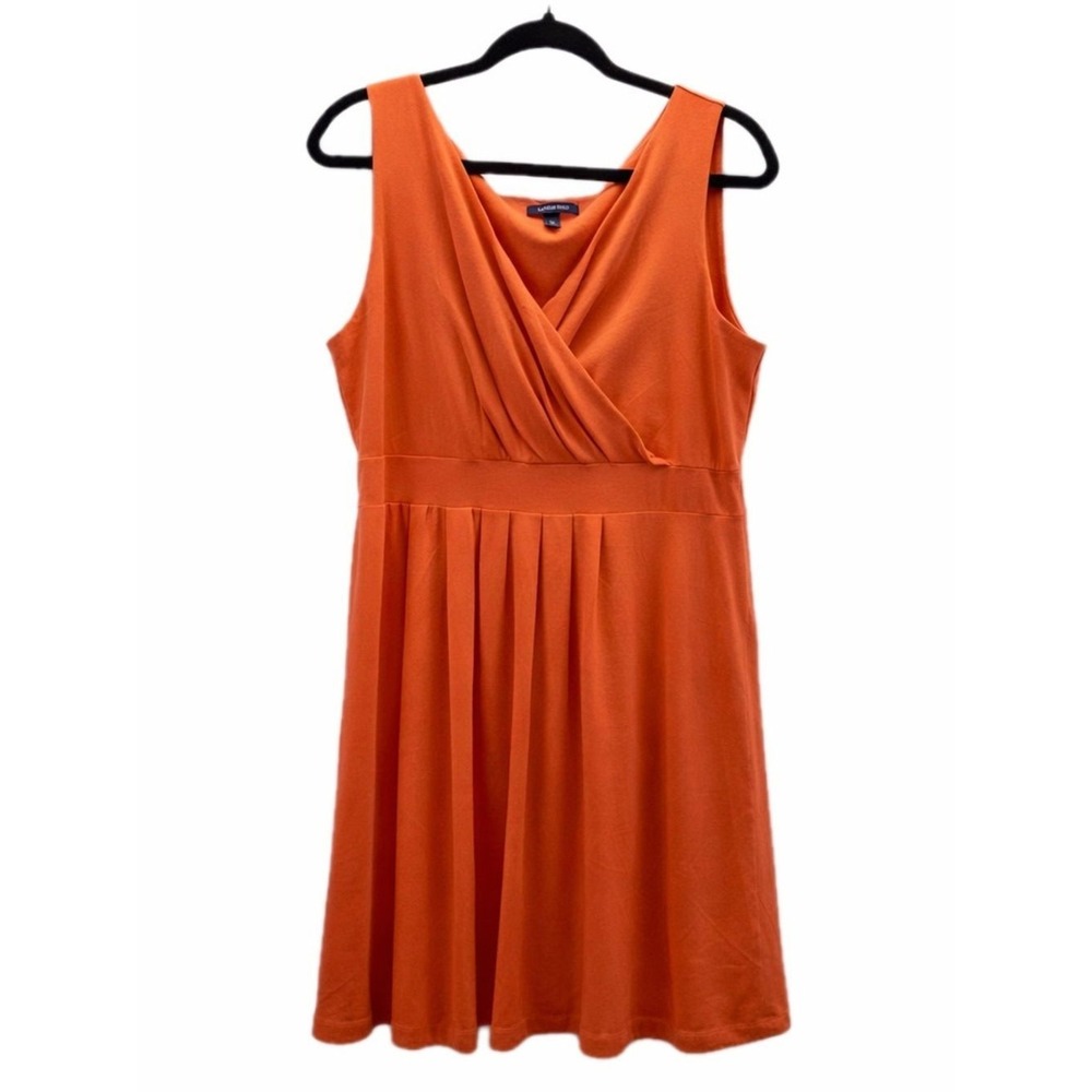 Lands' End Sleeveless Orange Surplice Midi Dress